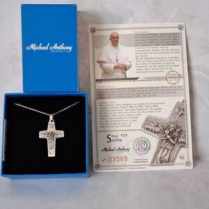 Michael Anthony Jesus Good Shepard Cross 925 Pope Francis Crucifix Necklace NIB